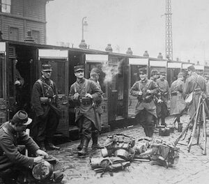 Départ en guerre d’un bataillon d’infanterie – août 1914