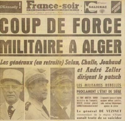 Sur le putsch des généraux  d’avril 1961