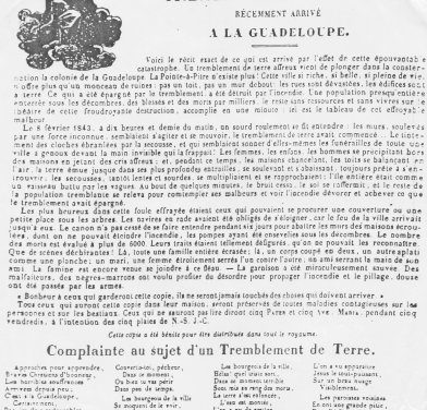 Campagne humanitaire et religiosité populaire devant une catastrophe majeure au XIXe siècle : une planche d’Épinal consacrée au tremblement de terre de la Guadeloupe (1843)