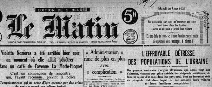 La grande famine en Ukraine dans un quotidien français -1933
