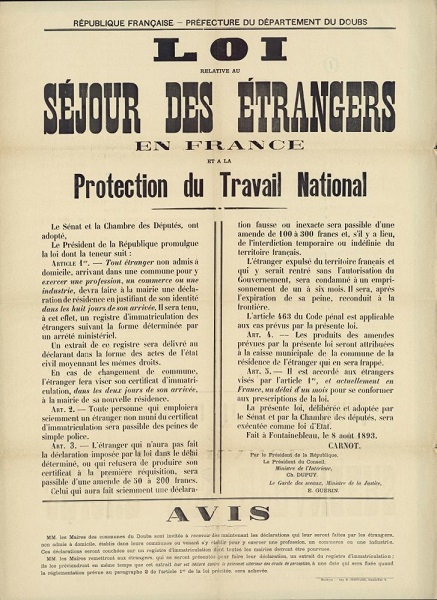 Plaidoyer pour la main d’oeuvre étrangère – 1886