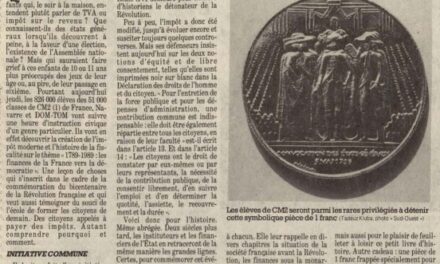 Distribution gratuite de pièces commémoratives aux écoliers : le précédent de 1989 article paru le 11 mai 1989 dans Sud Ouest