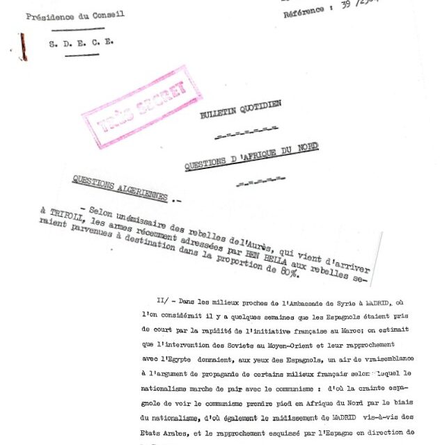 Le renseignement français, l’Afrique du Nord et le monde arabe en 1956