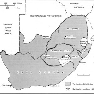 Carte de l'Union sud-africaine : Kevin Shillington, A History of Southern Africa, Burnt Mill (UK), Longman, 1995.