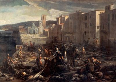La peste de Marseille à la Tourette, tableau de M. Serre, musée Atger (Montpellier)